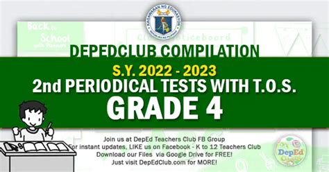 grade 4 2nd periodical test with tos and answer key|Update! 2nd Periodical Test with TOS Compilation .